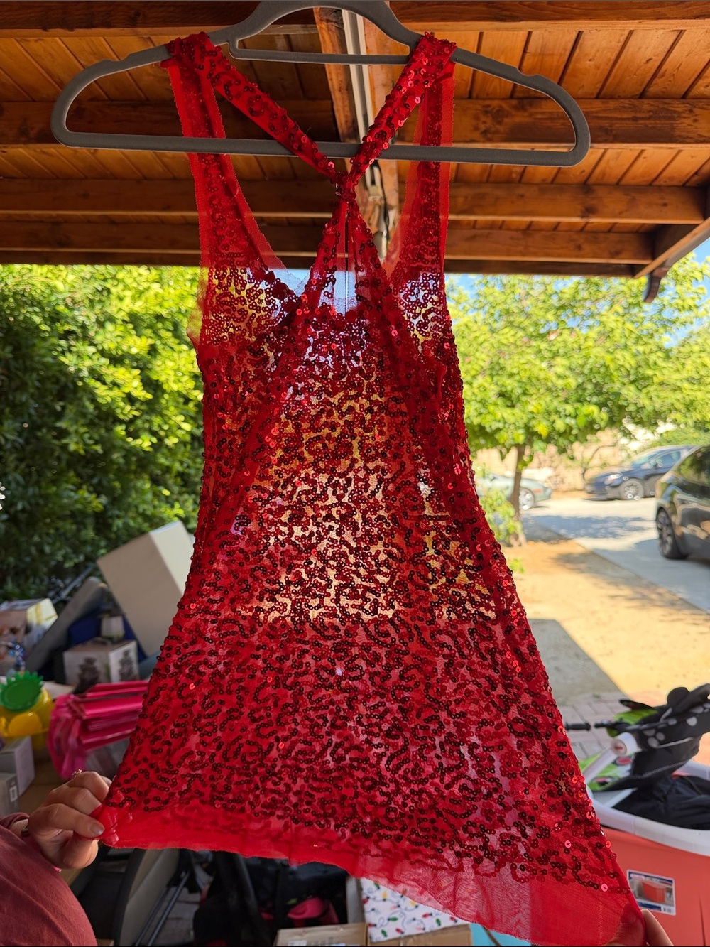 Red Sequin Racerback Tank - Picture 2 of 3